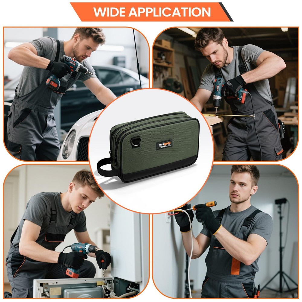 Tool Bag, Dual Compartment Storage Pouch (Gray)