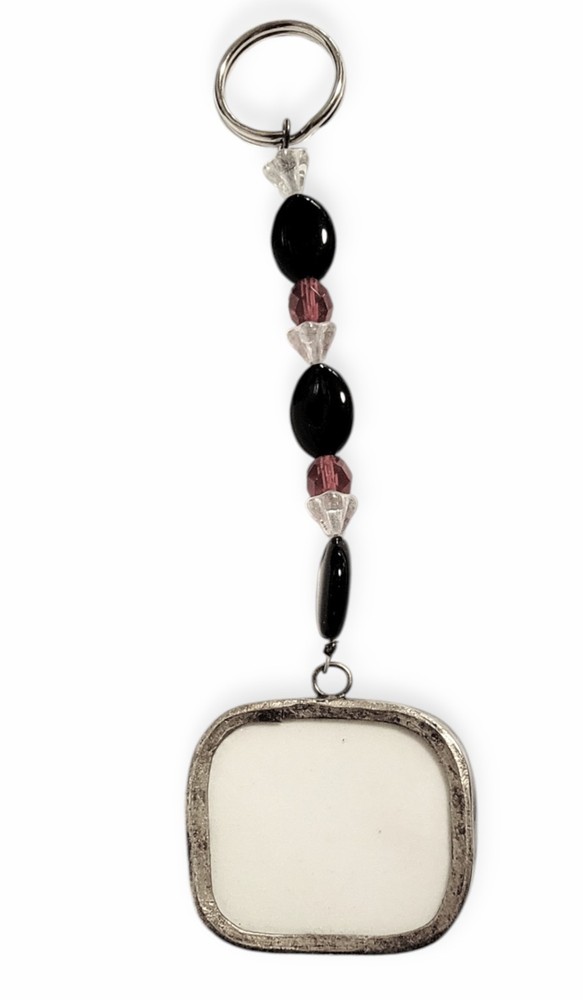 Abstract Ceramic Glazed Keychain Beaded Vibrant Boho Artisan Crafted Keyring
