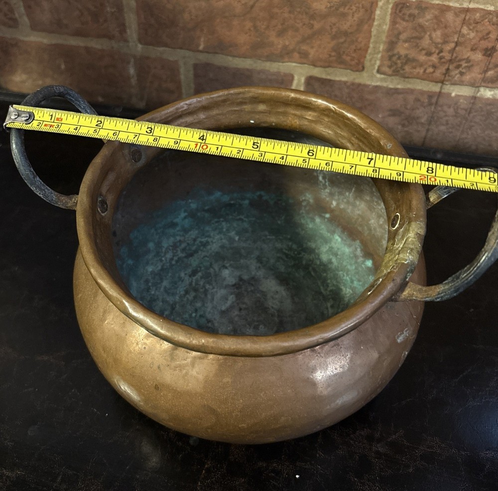 Antique Primitive Copper Cauldron Kettle Pot