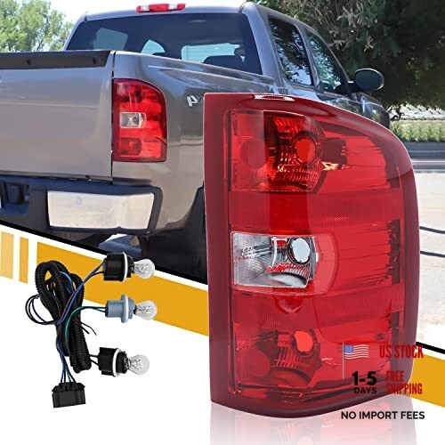 Tail Light Assembly Compatible with Chevy Right Passenger Side-Red Border
