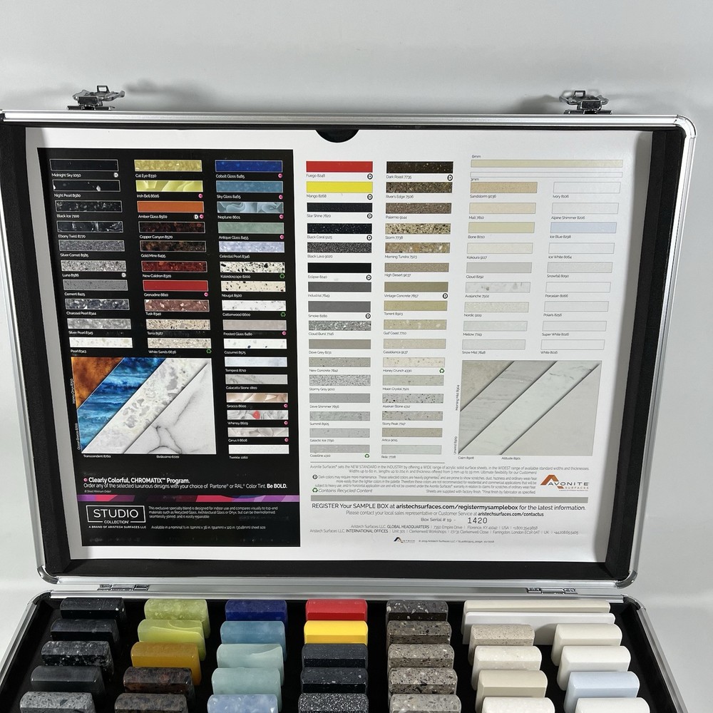 Avonite Aristech Studio Collection Quality Acrylic Resin Samples, 96 Pcs & Case