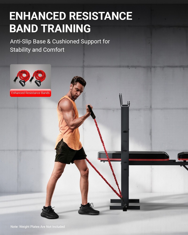 HARISON Adjustable Weight Bench with Squat Rack & Leg Developer, Home Gym System