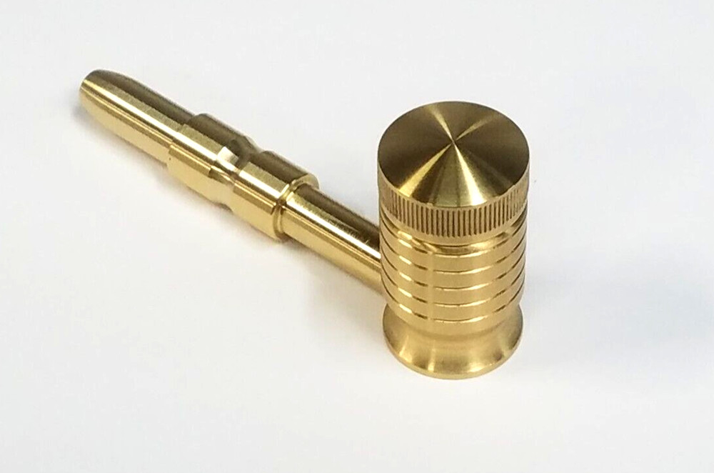 LARGE Smoking Pipe **Solid Brass Bowl** Solid Brass Cap & Stem MADE IN USA !!!