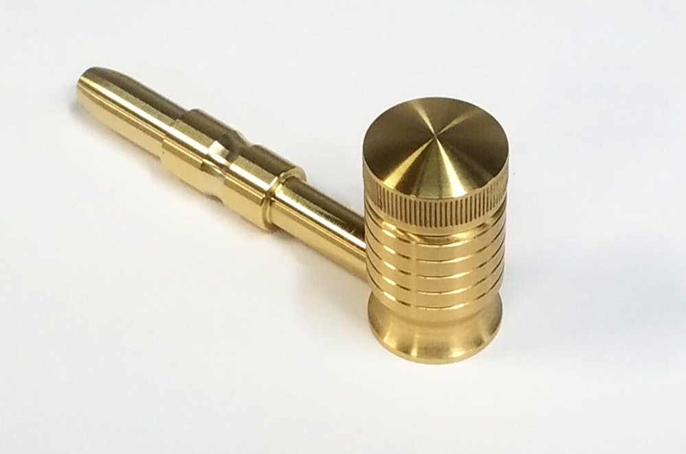 LARGE Smoking Pipe **Solid Brass Bowl** Solid Brass Cap & Stem MADE IN USA !!!