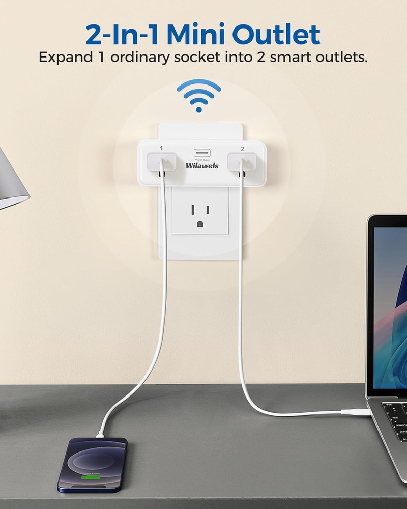 2 Pack Remote Control Outlet with 15A, Independent Control Sockets