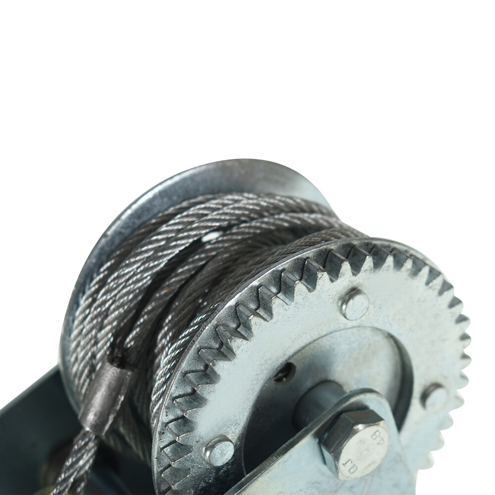 800lbs Hand Winch Hand Crank Strap Gear Winch ATV Boat Trailer With 26ft Cable