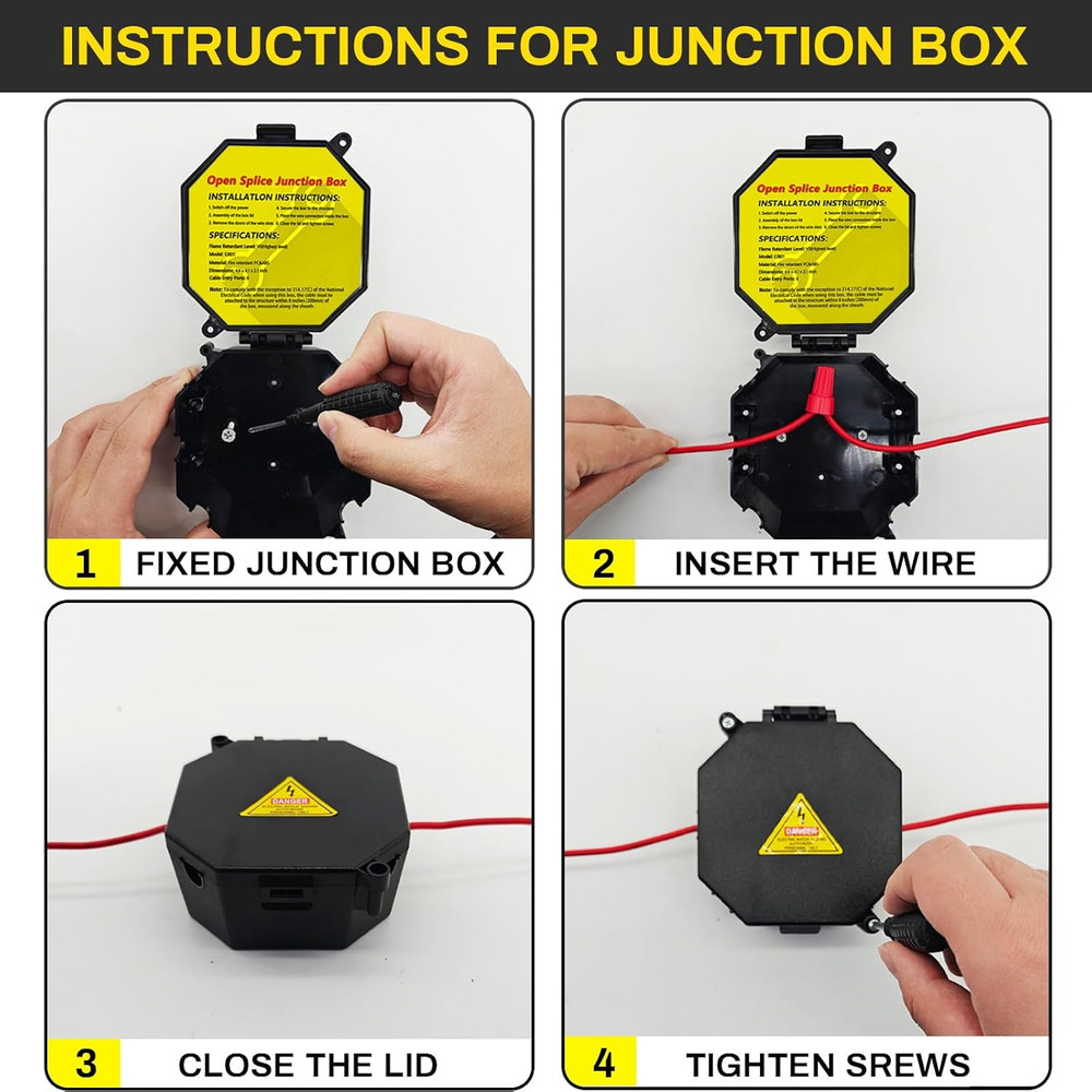 Black Open Splice Junction Box (10 Pack), Splice Box Wire Electrical Junction Bo