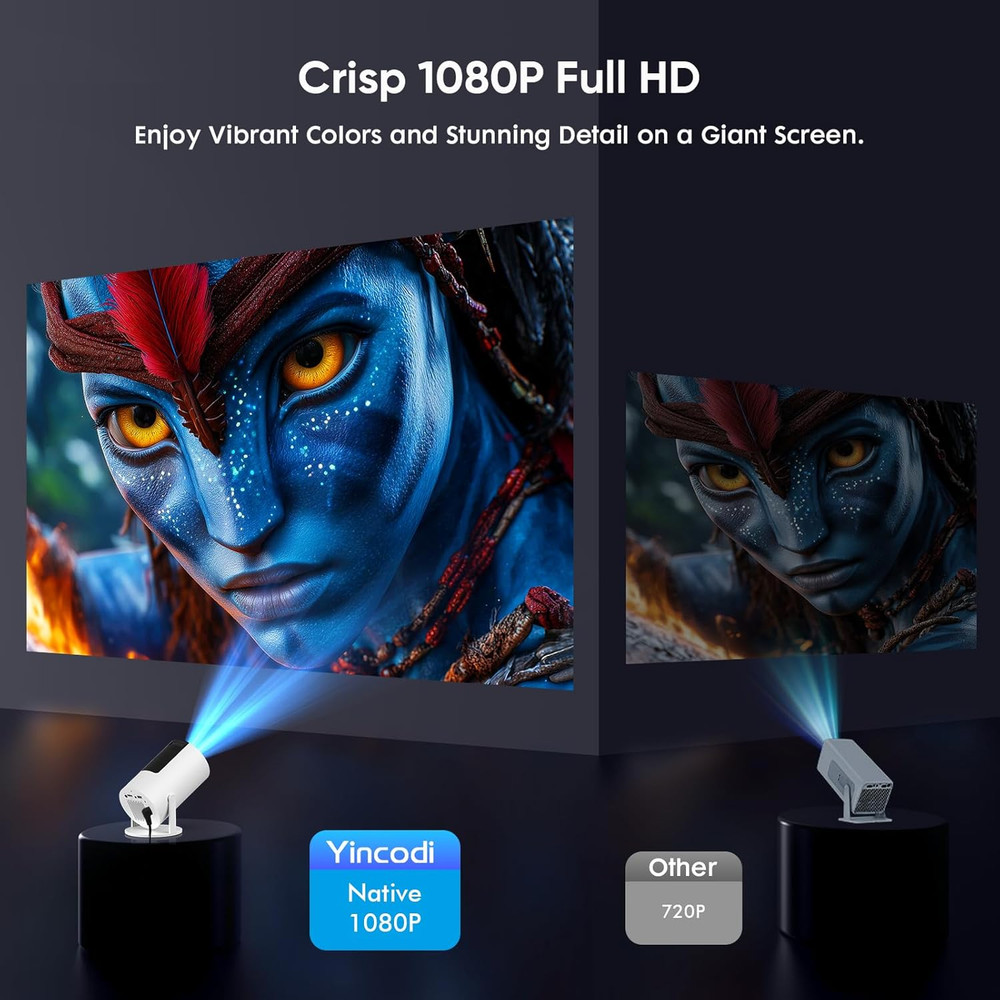 [Built-in Apps] Mini Projector with WiFi and Bluetooth, Native 1080P Portable Mo