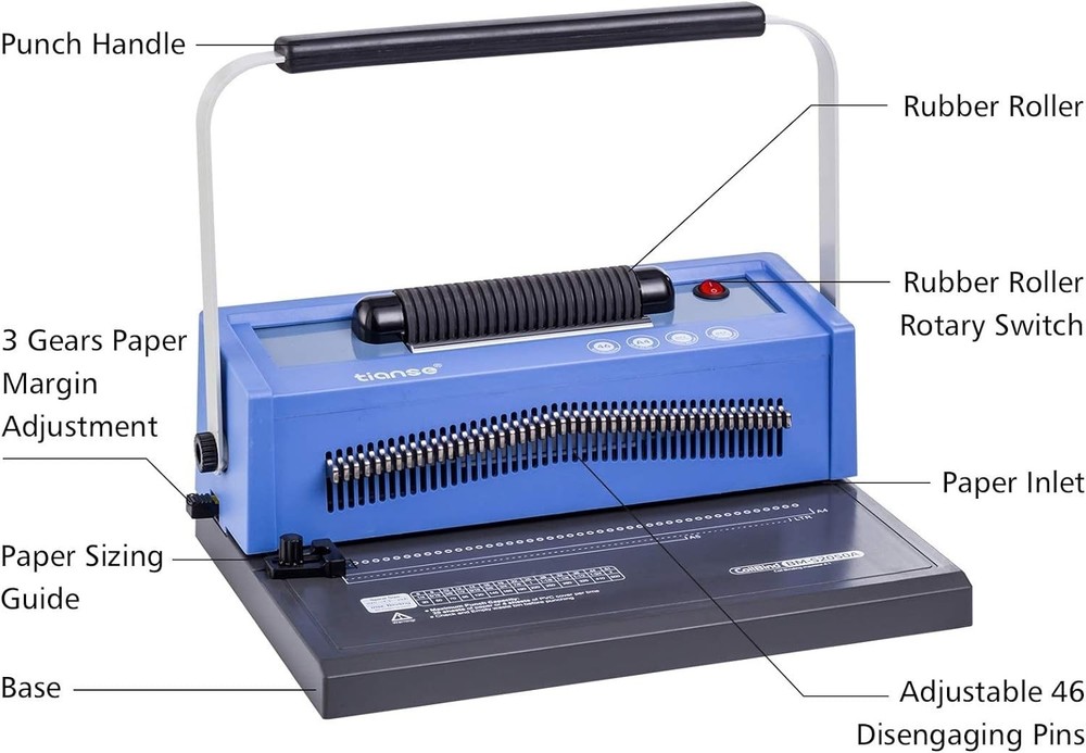 Professional Spiral Coil Binding Machine with Adjustable Margin & 100 Coils