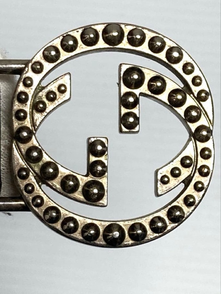 GUCCI Leather Keychain Black Interlocking GG Key Ring Charm