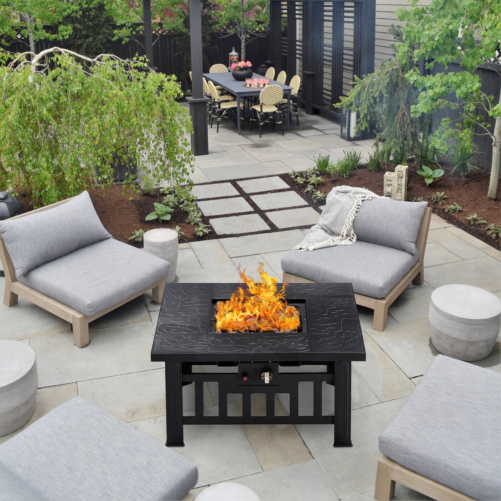Propane Fire Pit Table 50.000 BTU Firepit Table for Outdoor Garden Patio Party
