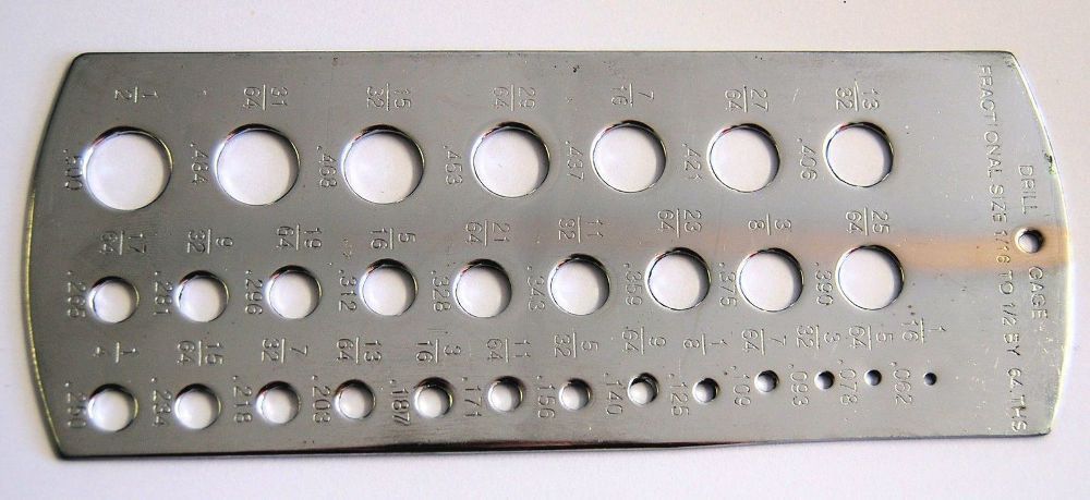 Imperial Machinists Drill Gauge 1/16 - 1/2" Model Engineer etc- drill Sizes