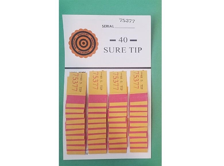 "ONE" #40 Sure Tip Board (1-40)  Pull Tabs/Jar Tickets Free Shipping