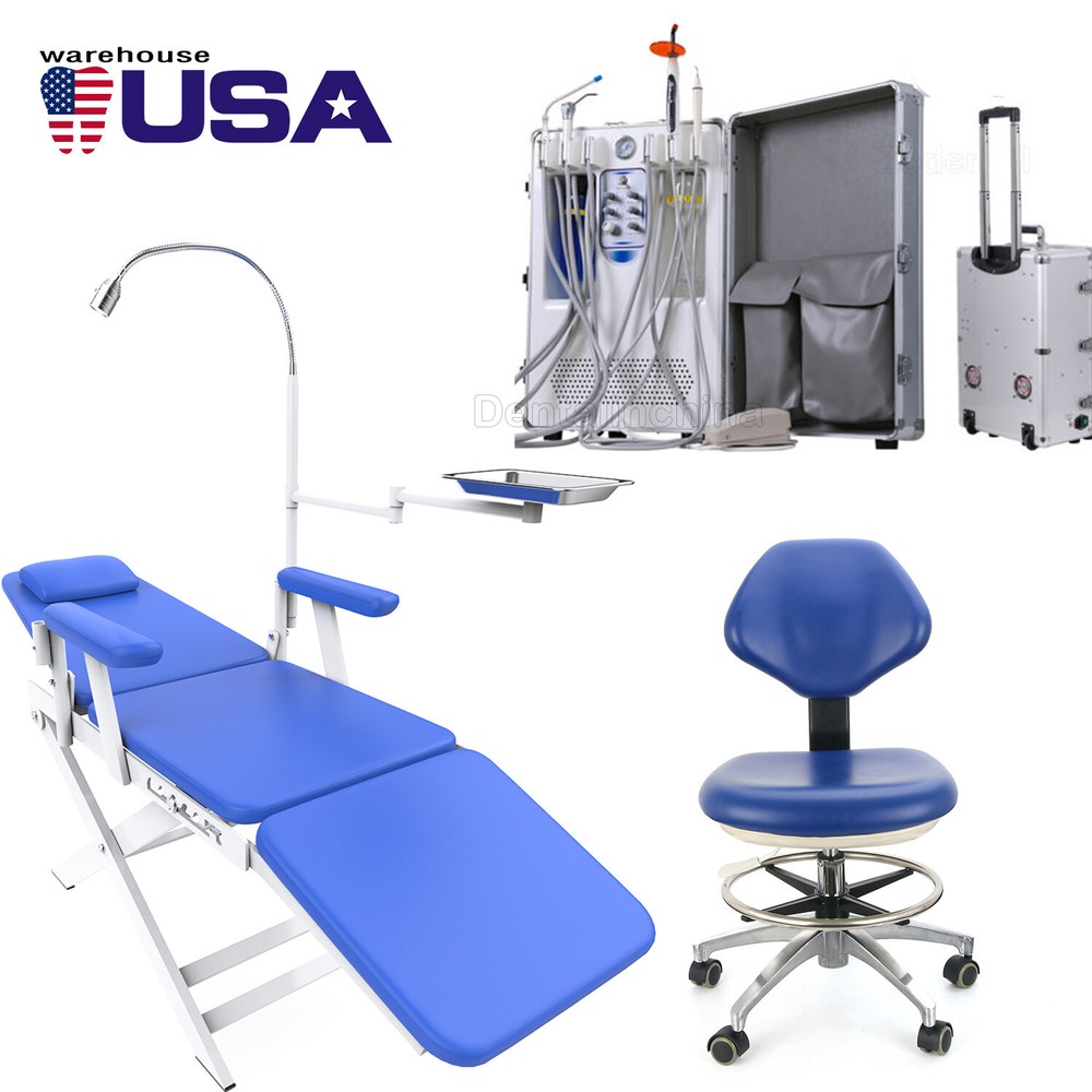 Portable Dental Delivery Unit Air Compressor Rolling Case /Folding Chair/Stool