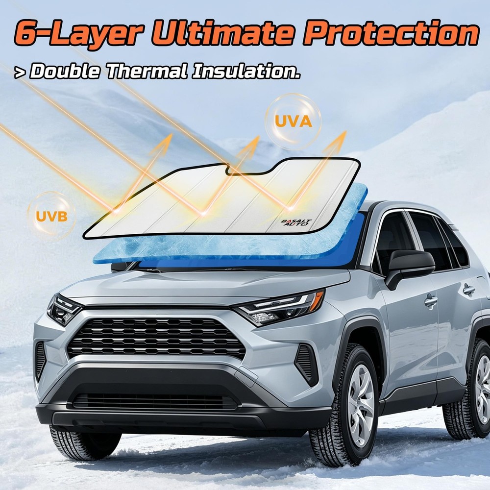 Windshield Sun Shade Deluxe Compatible for 2021-2026 Ford Bronco Silver Refle...