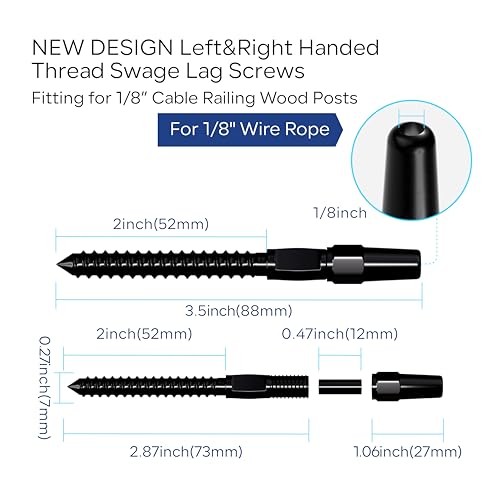 Pair Cable Railing Kit, Invisible Crimp Fitting Deck Cable Railing 10 Black