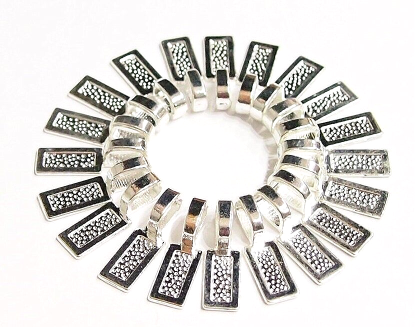 20 Large Silver Plated Rectangle Glue on Bails, 4 Cameos, Cabochons, Glass, Nice