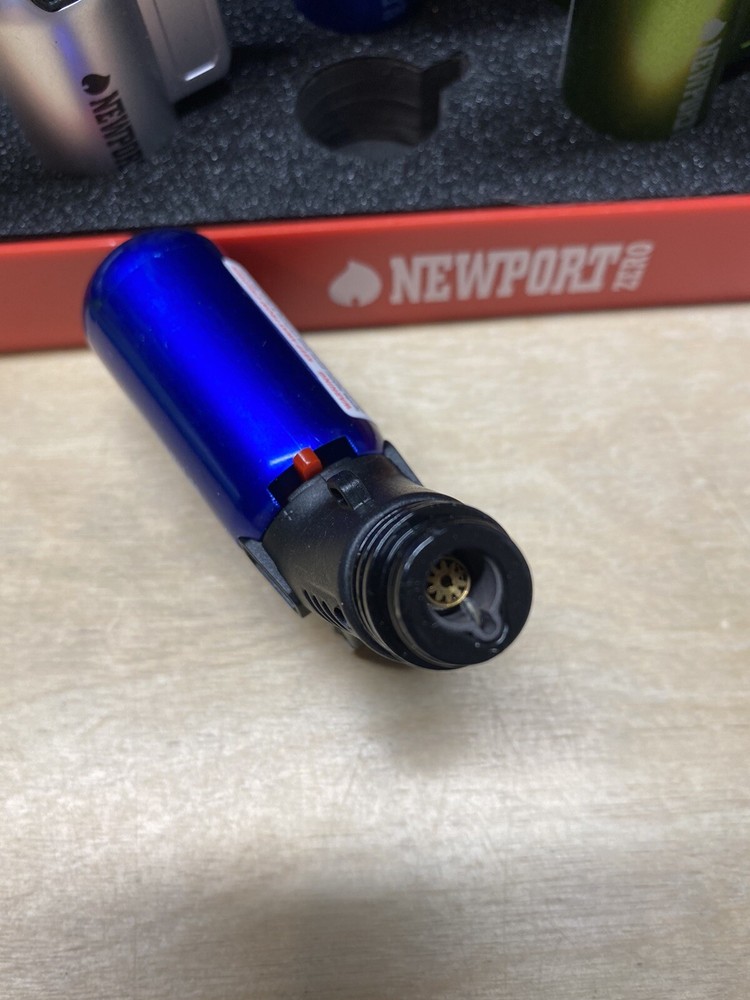 Newport Zero Side Single Jet Torch Cigar Lighter - Metallic Blue - New