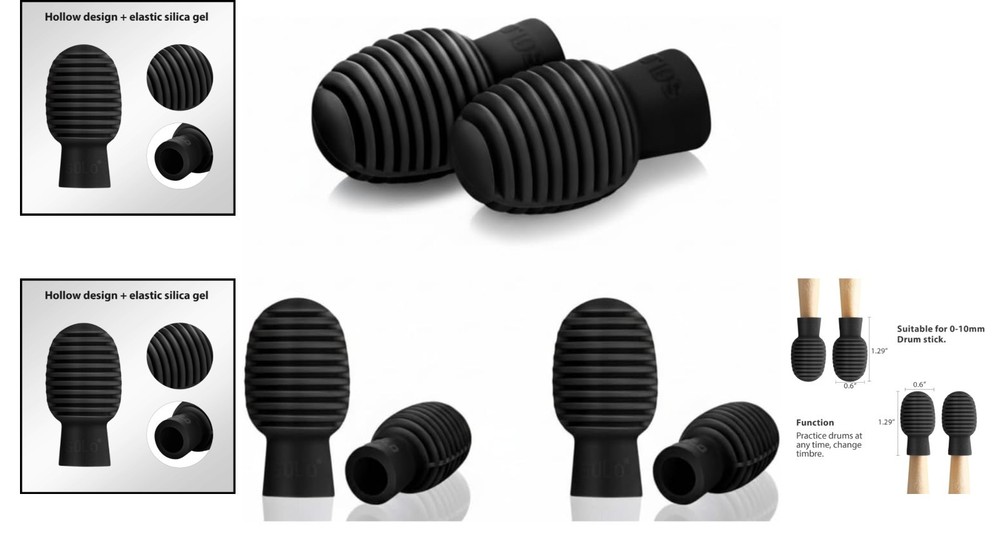 Durable Black Drumstick Dampeners - Perfect for Quiet Practice and Training