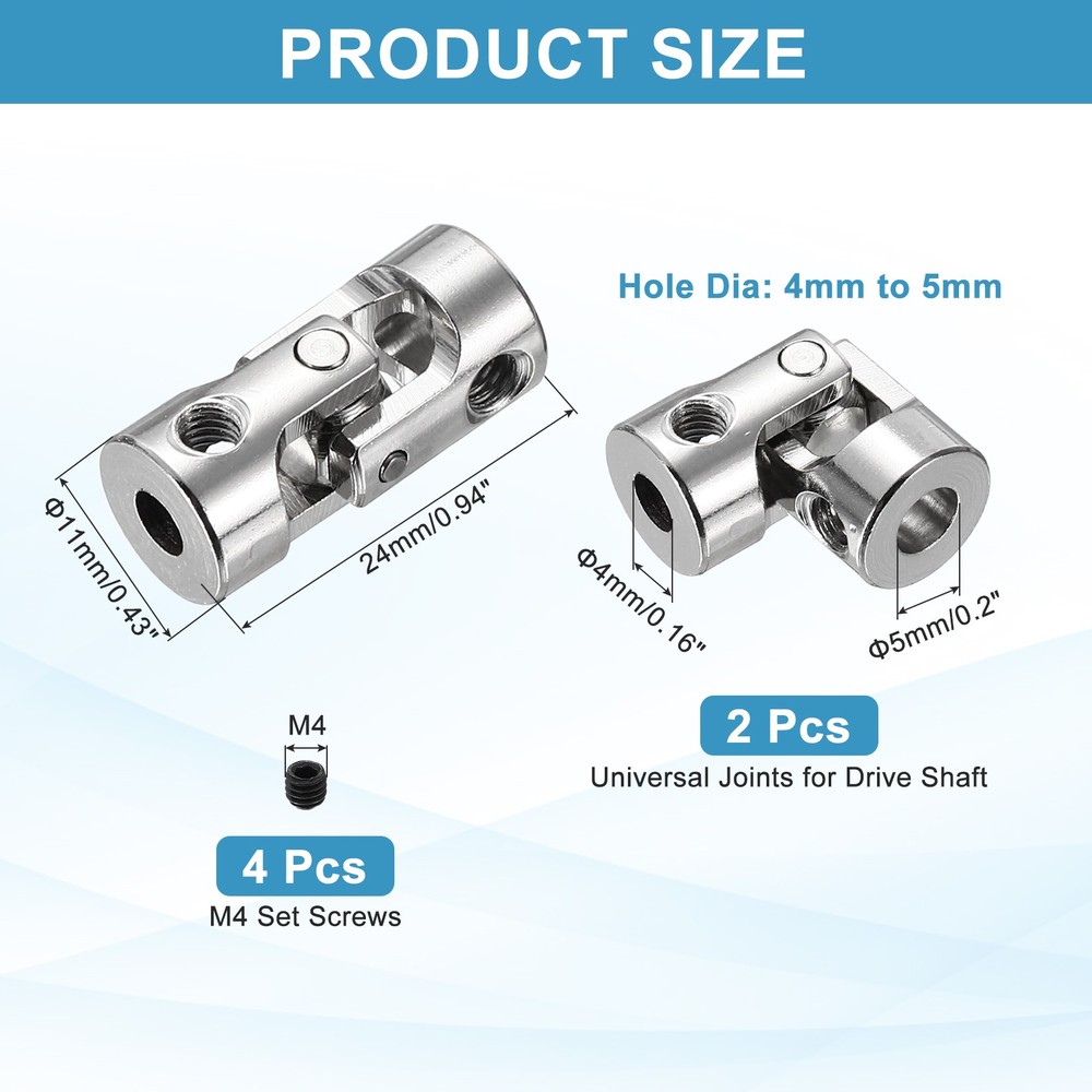 2pcs Rotatable Joint, 4mm to 5mm Inner Dia Universal Joint