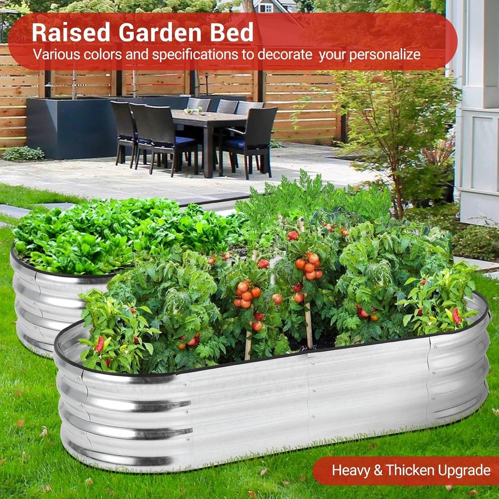 GRAVEE 2 Pack Galvanized Raised Garden Bed 4.5x2x1ft Planter Boxes Vegetables
