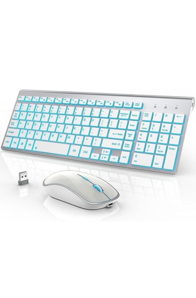 Wireless Keyboard Mouse Combo Backlit Rechargeable Silent 2.4G USB Laptop Set