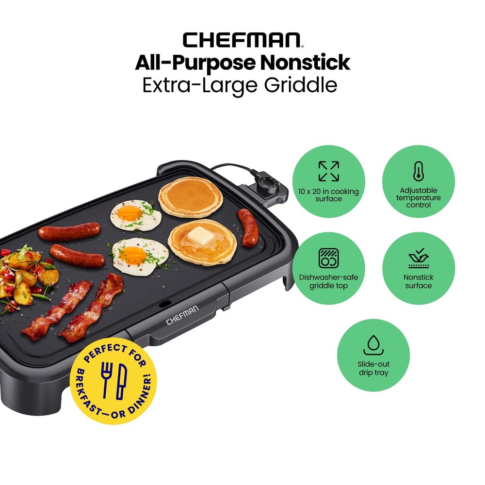 XL Electric Griddle with Removable Temperature Control, Immersible Flat Top G...