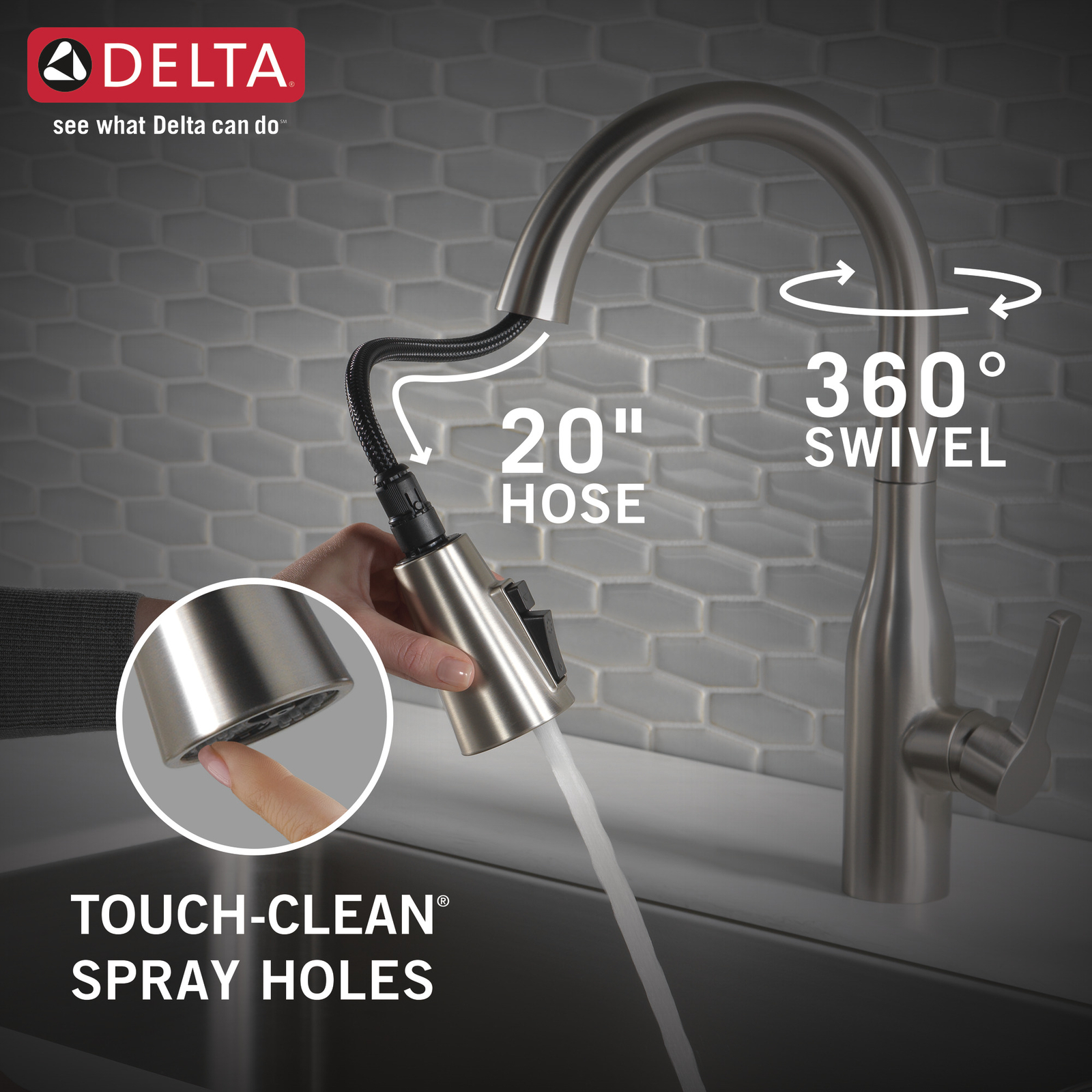 Delta Marca Pull-Down Kitchen Faucet Spotshield Stainless-Certified Refurbished