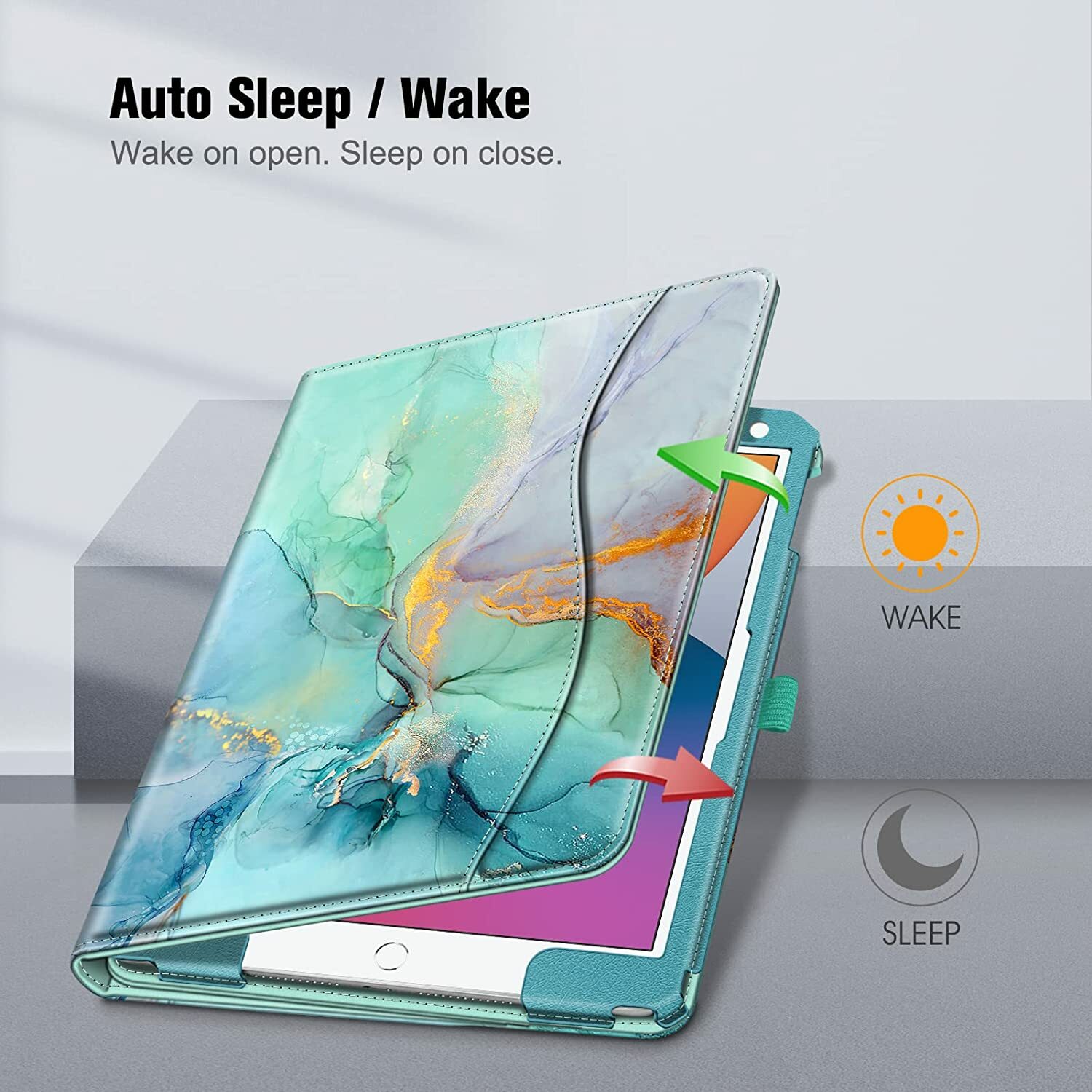 Case for iPad 9th/8th/7th Gen (2021/2020/2019) Multi-Angle Viewing Stand Cover