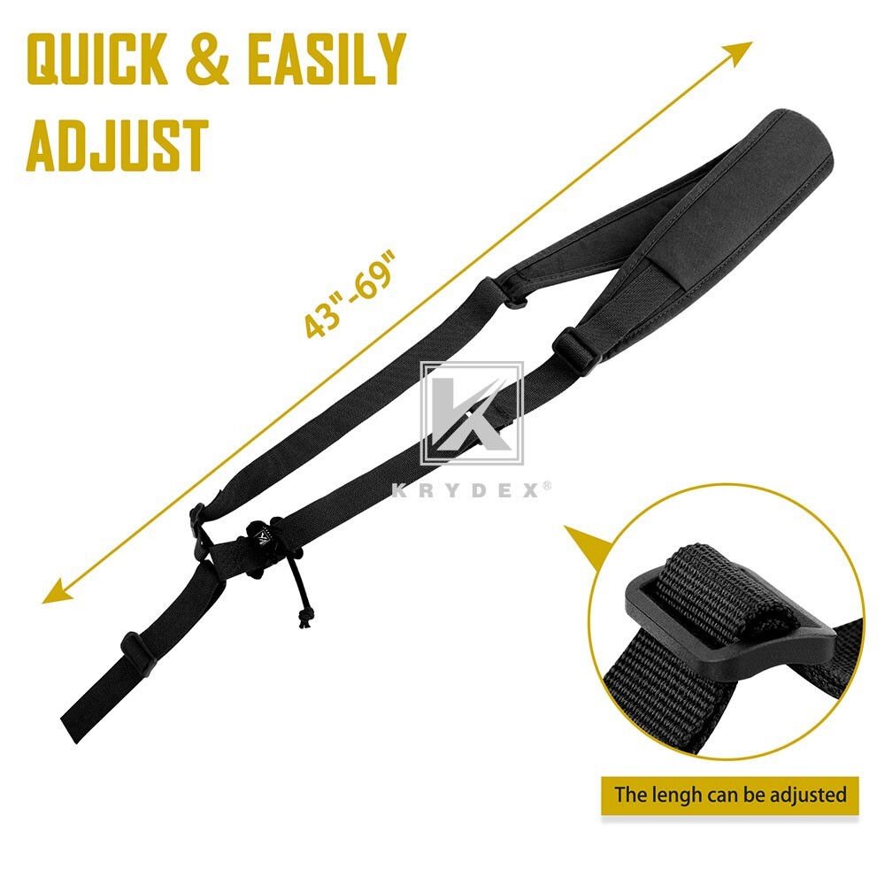 KRYDEX Tactical Sling Rifle Strap Modular Slingster Single Point Sling Black