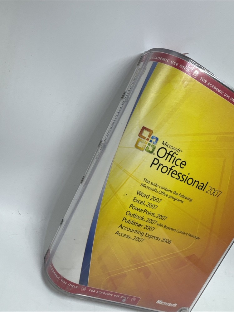 Microsoft Office Professional 2007 Full Version Academic Use Only New Sealed
