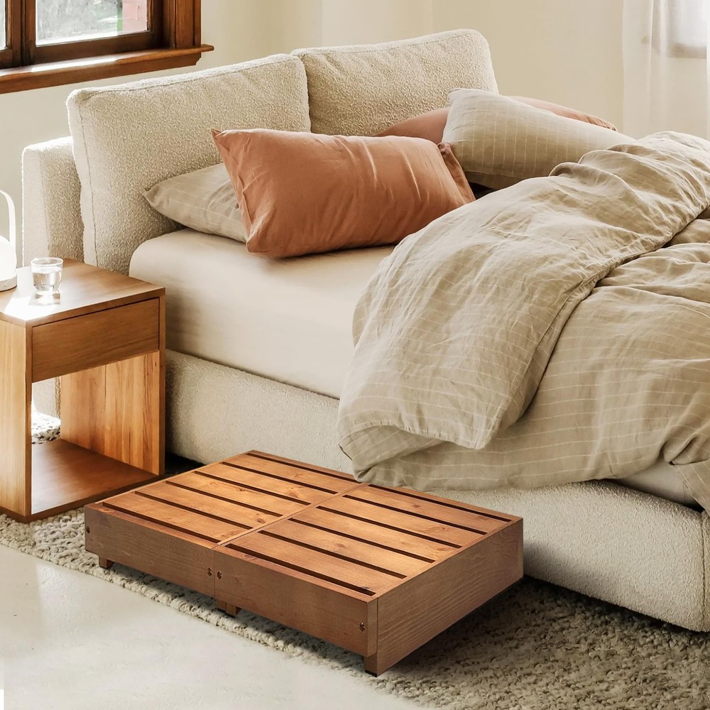 Wooden Step Stool 6” Height, Step Stools for Bed, Bed Steps for High Beds for...