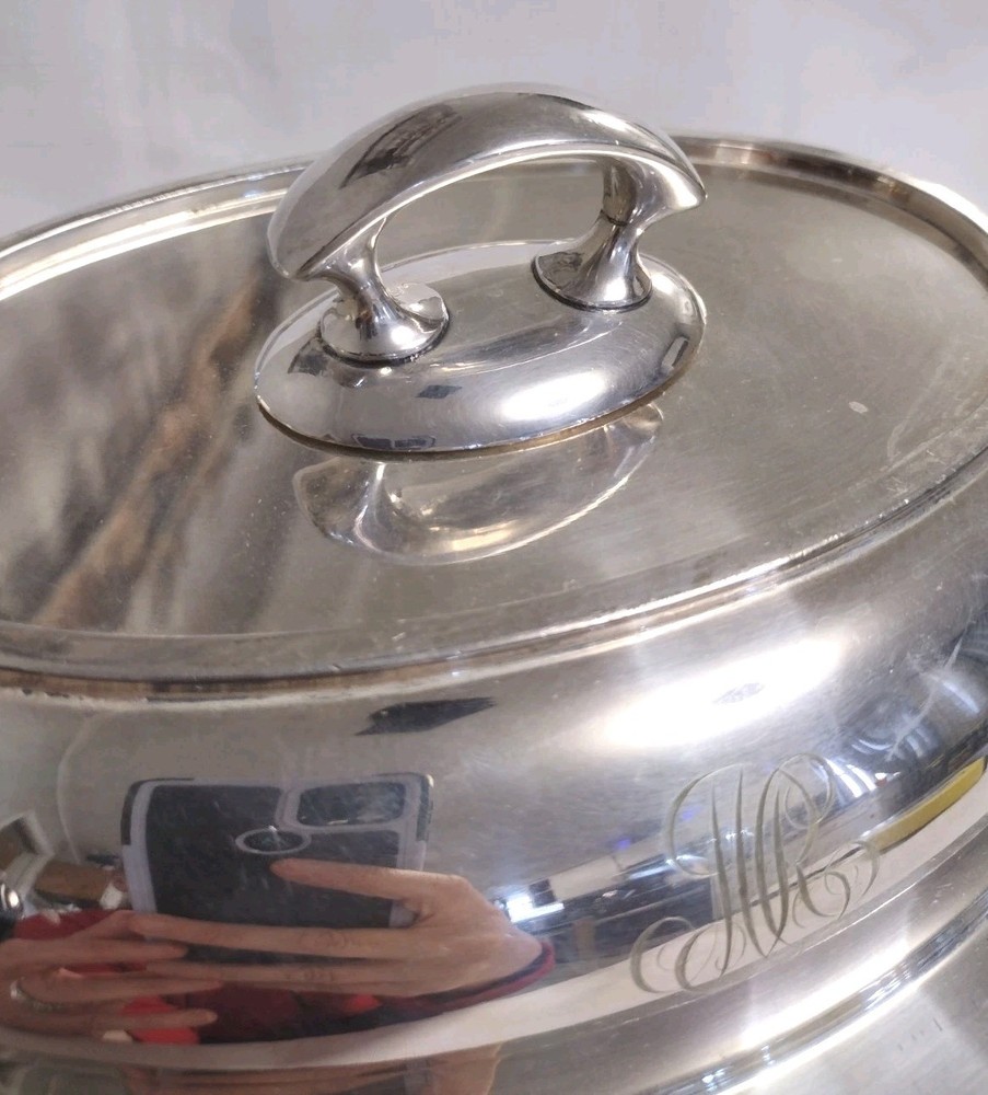 Antique Simpson Hall Miller Silverplate Covered Serving Bowl Removable Handle #7