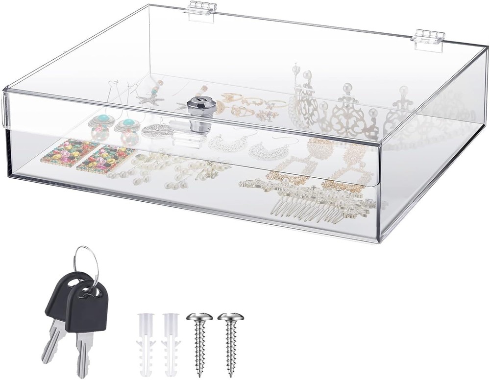 Clear Acrylic Locking Display Case with Keys Large Medication Lock Box Snack ...