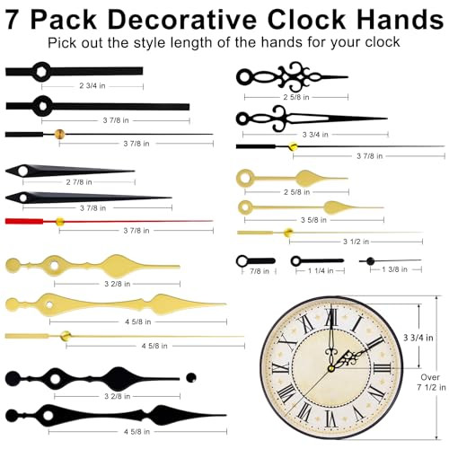 EMOON 3 Pcs High Torque Clock Mechanism Replacement Kit with 7 Different Pairs