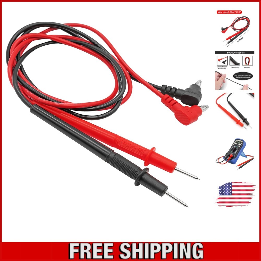 Compact Banana Plug Multimeter Probes, 1000V, 60cm Length – Ideal for Testing