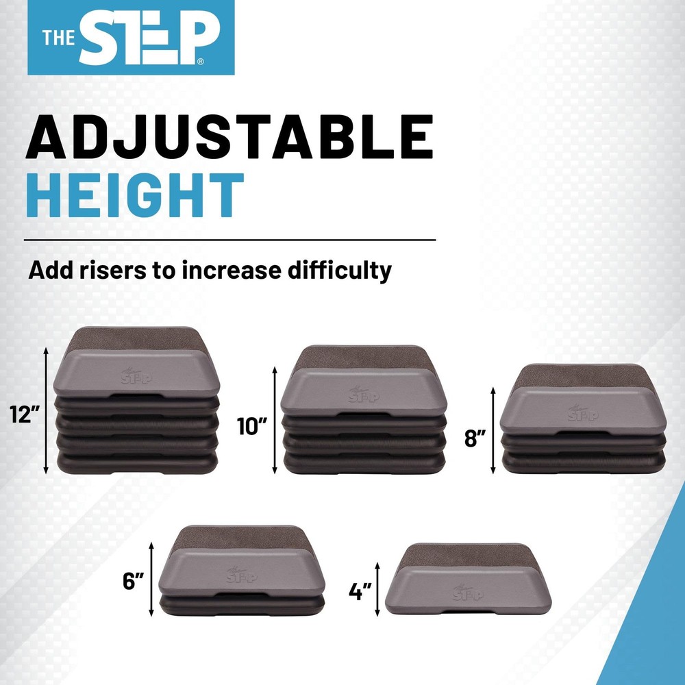 The Step Adjustable High Step Aerobic Platform with 4 Risers, Home Gym Workou...