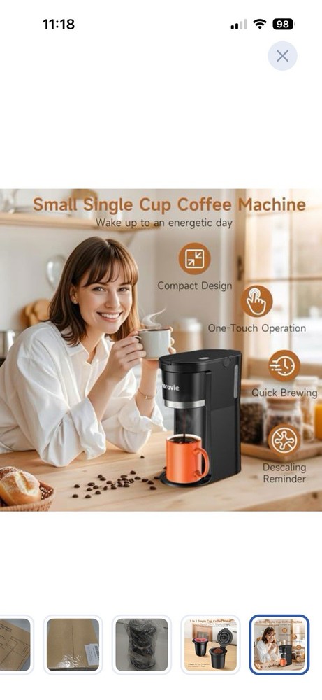 Horavie Single Serve Pod Coffee Machine, K-Pod Compatible, Compact, Black