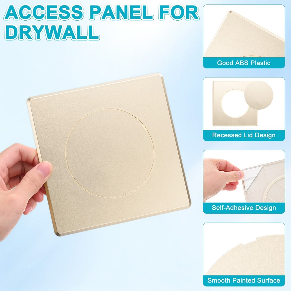 1-Pack Access Panel for Drywall, 4x4" Plastic Removable [Gold Tone, Round]