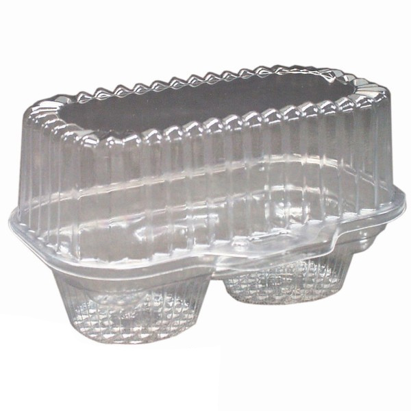 Pactiv Clearview OPS Plastic 2 ct Deep Cupcake Container Clear 3.2 oz | 100/Case