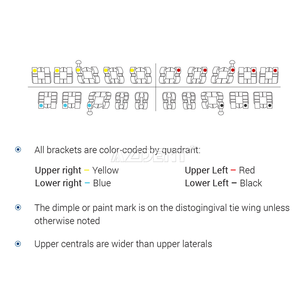AZDENT Dental Orthodontic Brackets Braces Mini Roth MBT Slot 022/018 Hooks 345