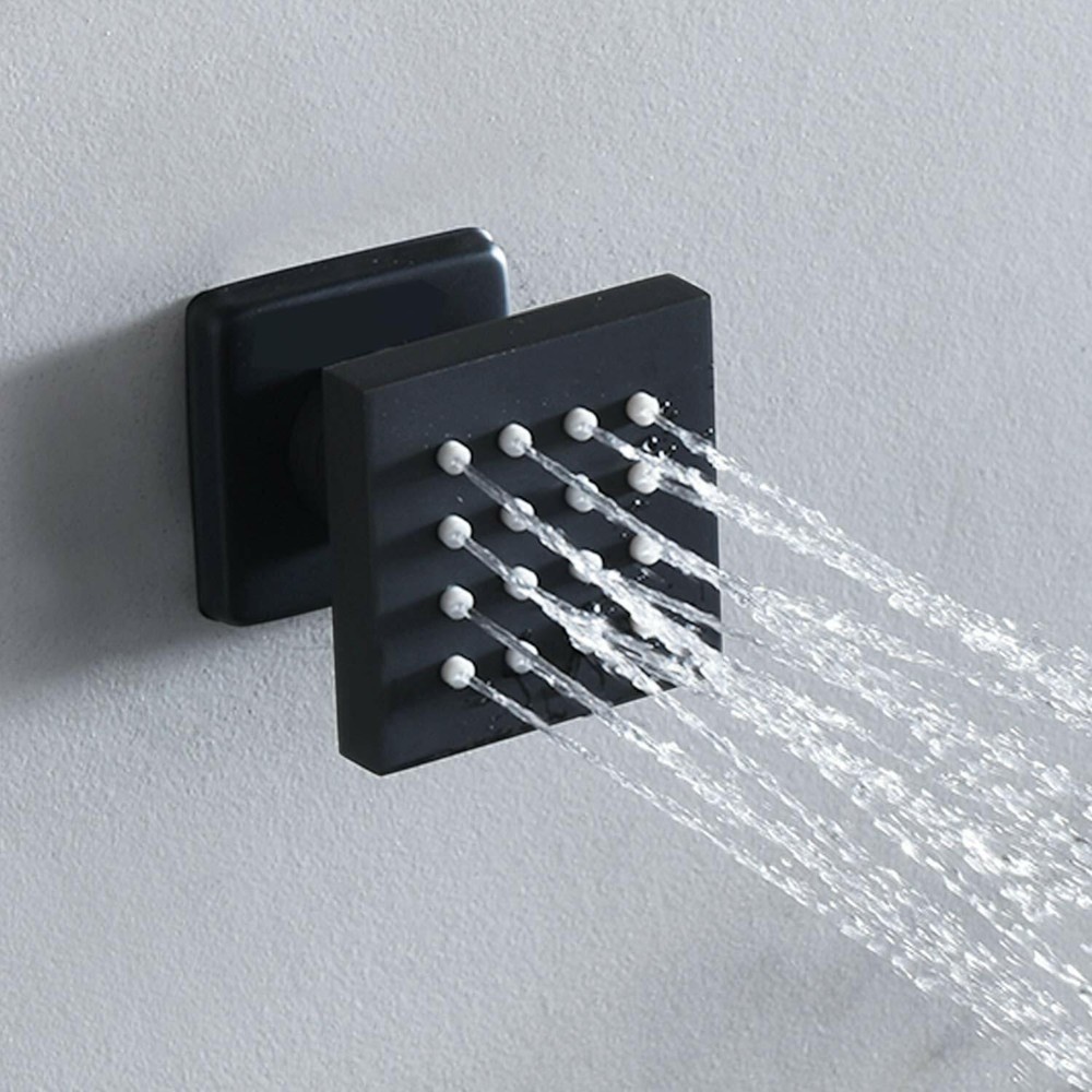 Bathroom Shower Set Ceiling Mount Rainfall 6 Jets Spray 20"x40" Matt Black