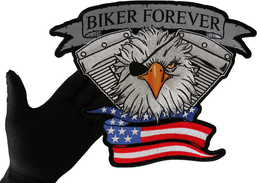 Biker Forever Eye Patch Eagle Patch - 12x10 inch - PL6941