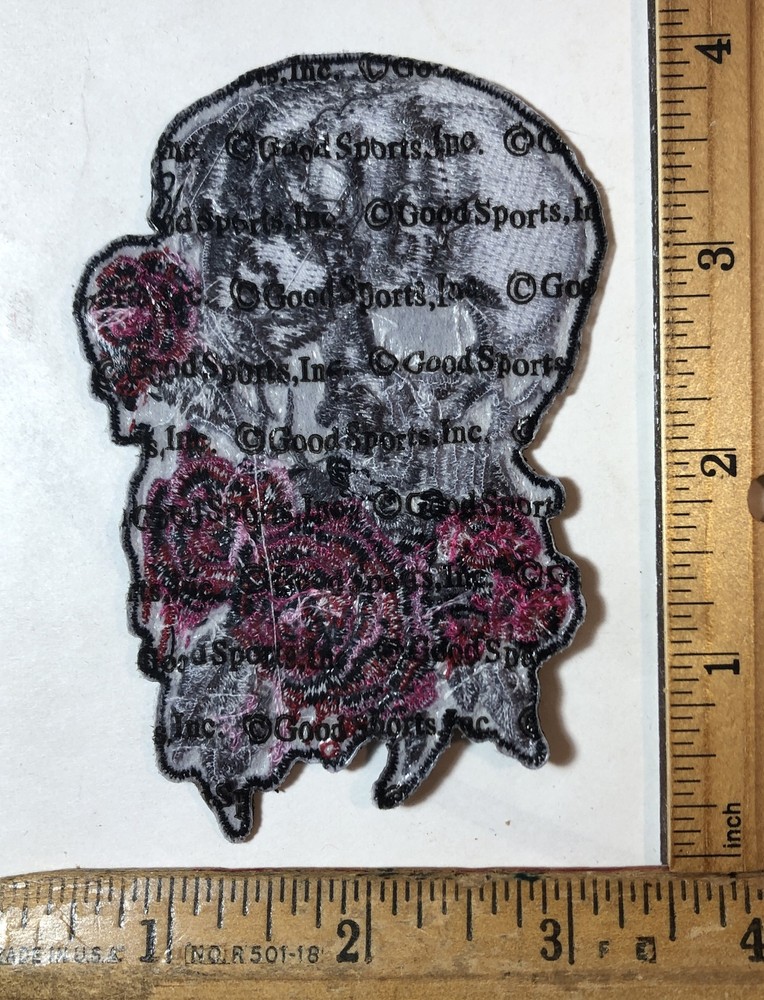 Skull Bleeding Roses Iron On 4” x 3” Patch Biker Motorcycle