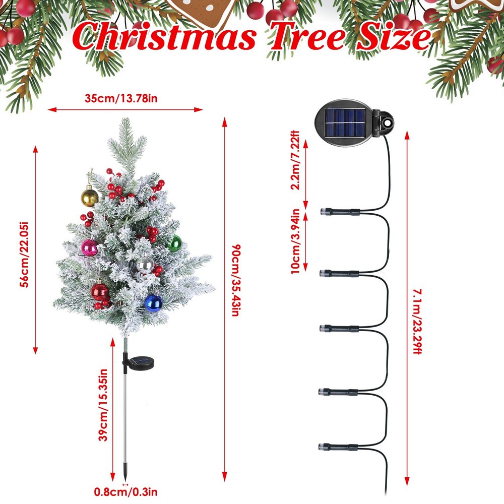 2Pack Lighted Artificial Christmas Tree with Solar String Lights Yard Decoration
