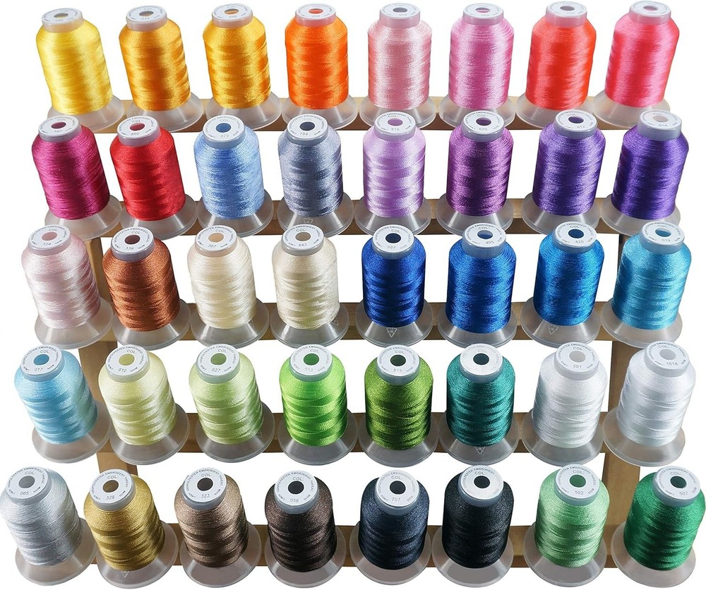 New Embroidery Thread Set 40 Spools Polyester 40wt 500M Brother Compatible