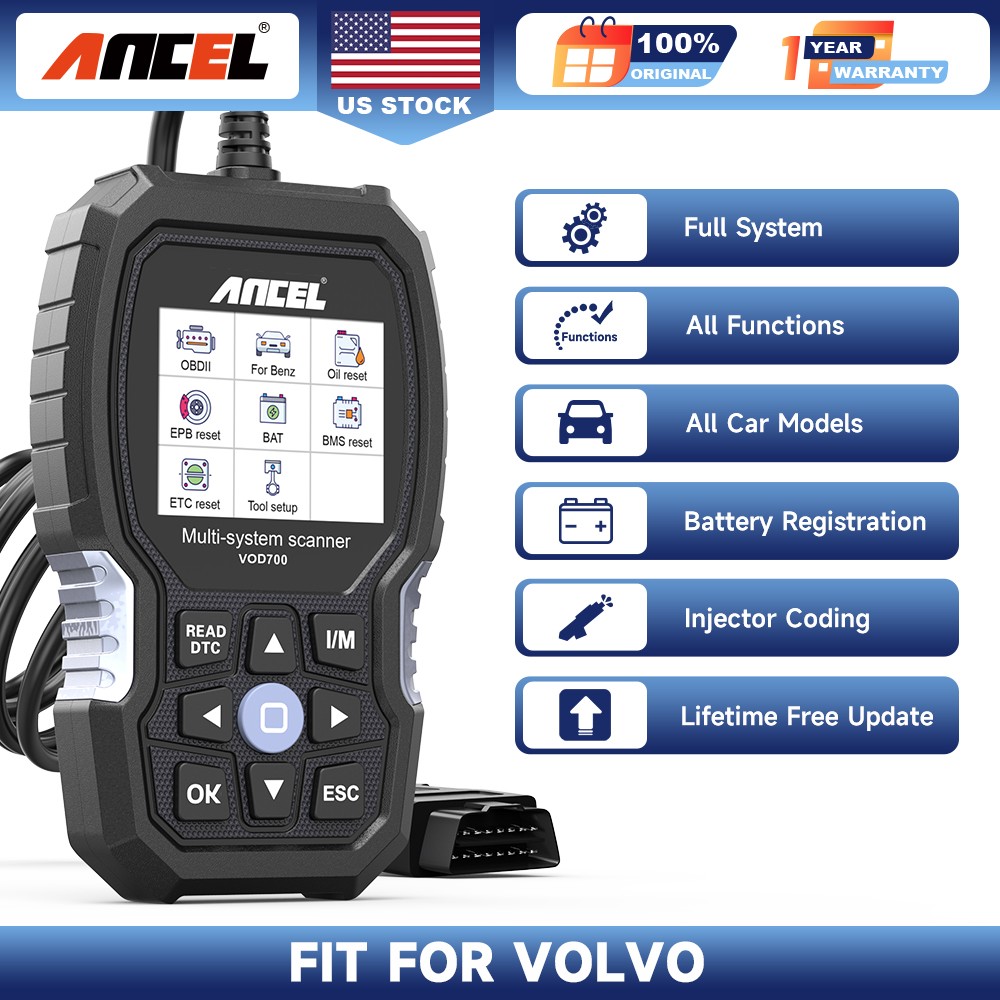 ANCEL VOD700 For VOLVO All System OBD2 Scanner Car Diagnostic Scan Tool TPMS DPF