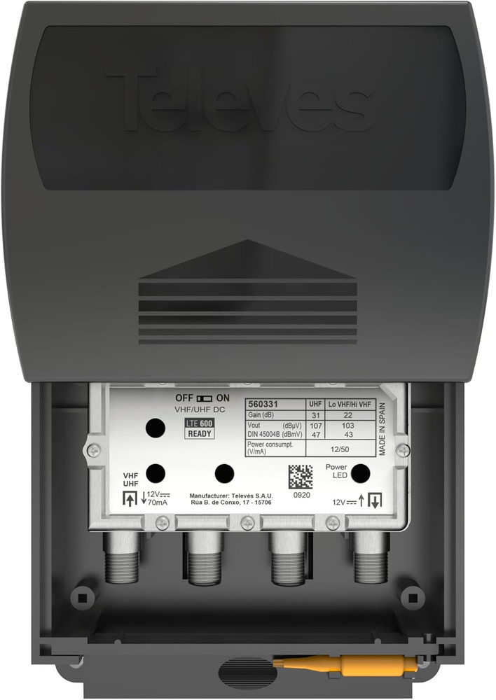 560383 Tforce Mast Preamplifier – Single Input, Automatic Gain Control, Full Ban