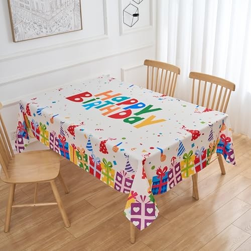 Birthday Tablecloth 84" x 60" (Rectangular) V59 Happy Birthday Gift Box