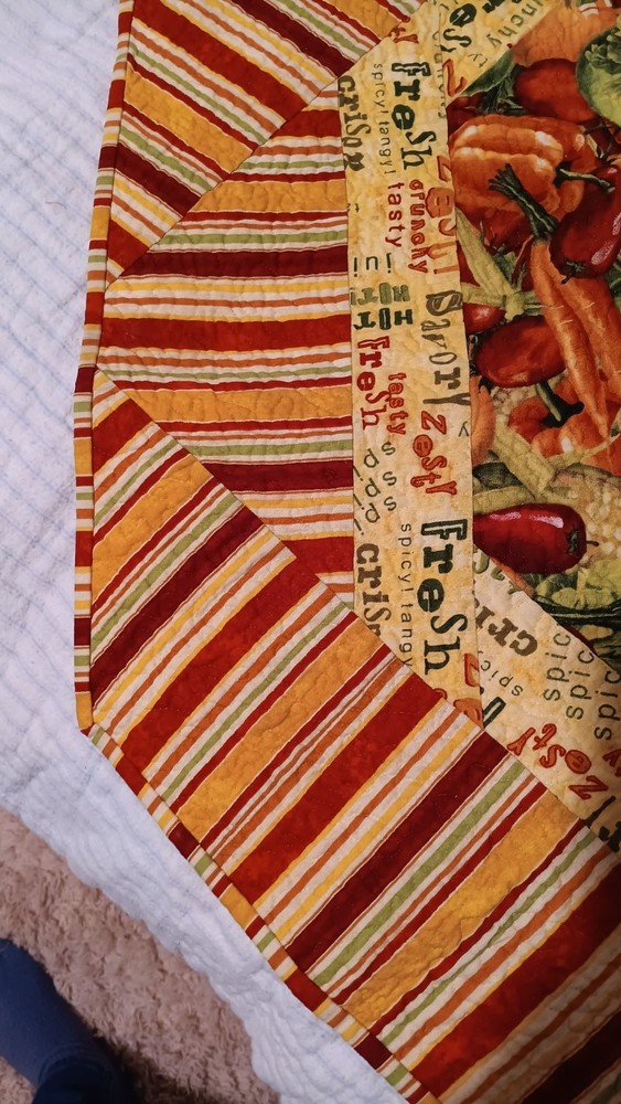 Handmade Quilted Table Cover Octagon Shape Vegetable Design